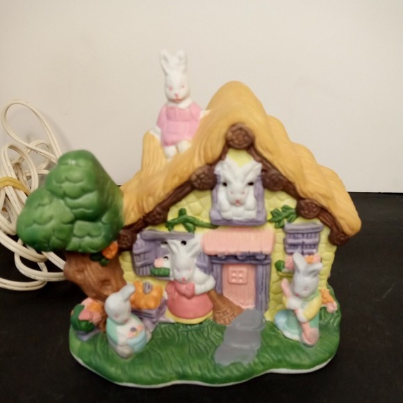 NCL‎ Easter Rabbit House East Holiday Decoration Ceramic China working light - Picture 2 of 10